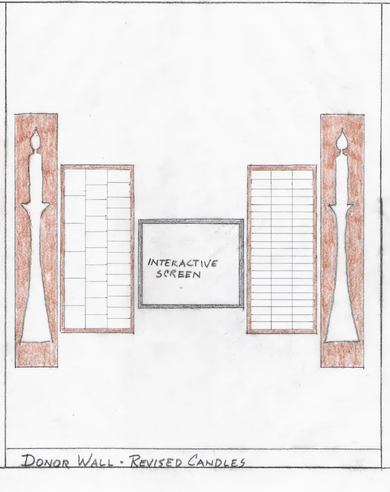 Donor wall drawings, Donor wall with interactive screen