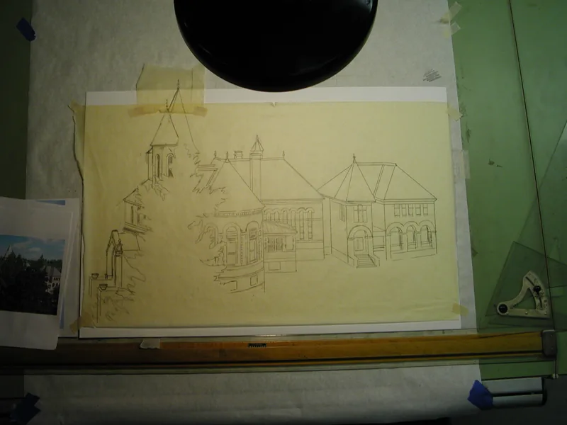 Donor wall drawings, Laconia Public Library