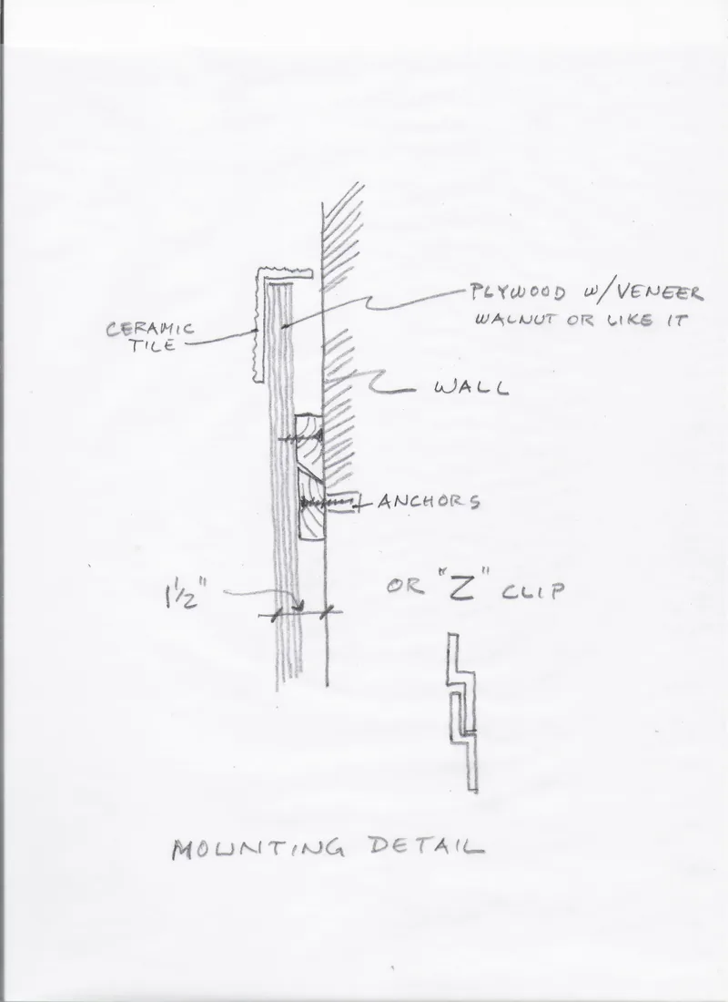 Donor wall drawings, Mounting detail for ceramic tile